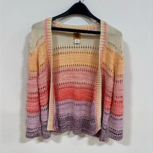 Rainbow Pastel Striped Open Cardigan